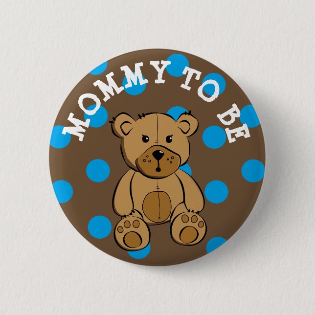 Cute Brown Nalle Mamma som ska vara Button Knapp (Framsida)