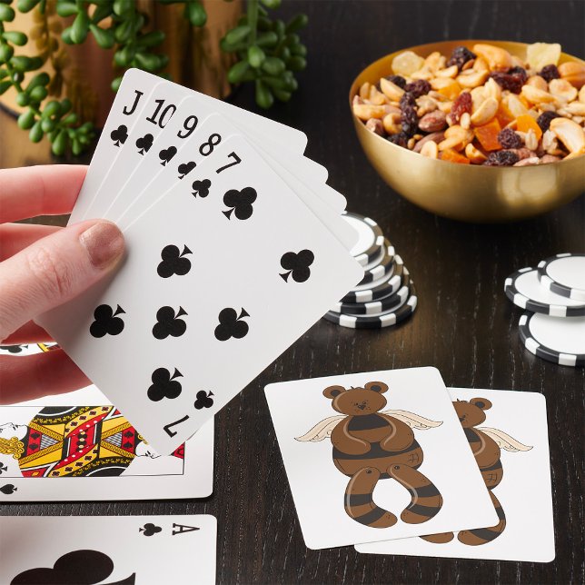 Cute Brown-Nalle med Angel Vingar Casinokort (Skapare uppladdad)