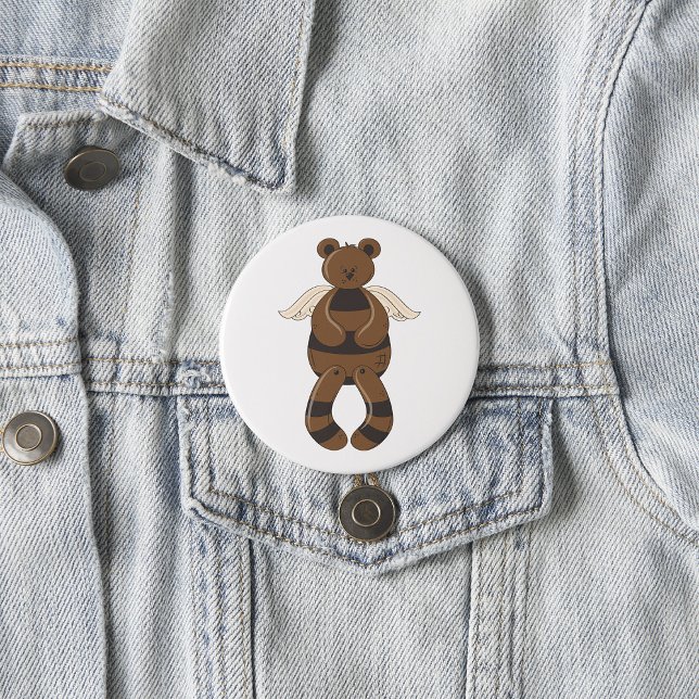 Cute Brown-Nalle med Angel Vingar Knapp (Skapare uppladdad)