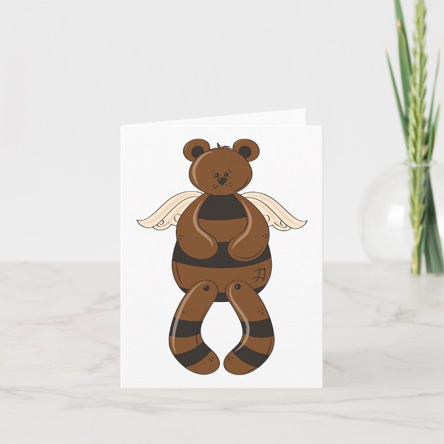 Cute Brown-Nalle med Angel Vingar Kort (Skapare uppladdad)