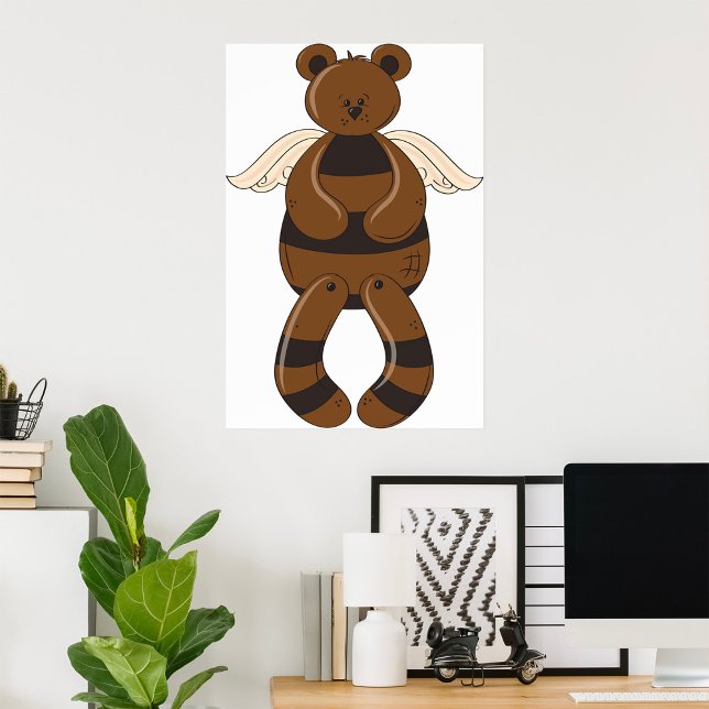Cute Brown-Nalle med Angel Vingar Poster (Skapare uppladdad)