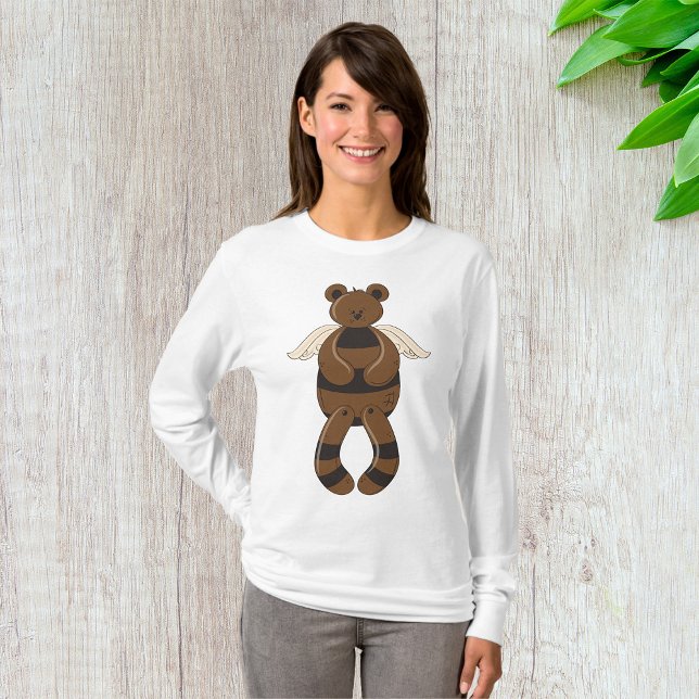 Cute Brown-Nalle med Angel Vingar T Shirt (Skapare uppladdad)