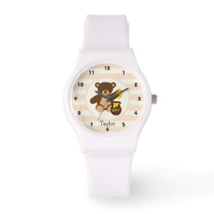 Cute Brown-Nalle med Gult Honung Armbandsur