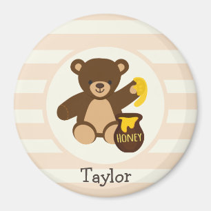 Cute Brown-Nalle med Gult Honung Magnet