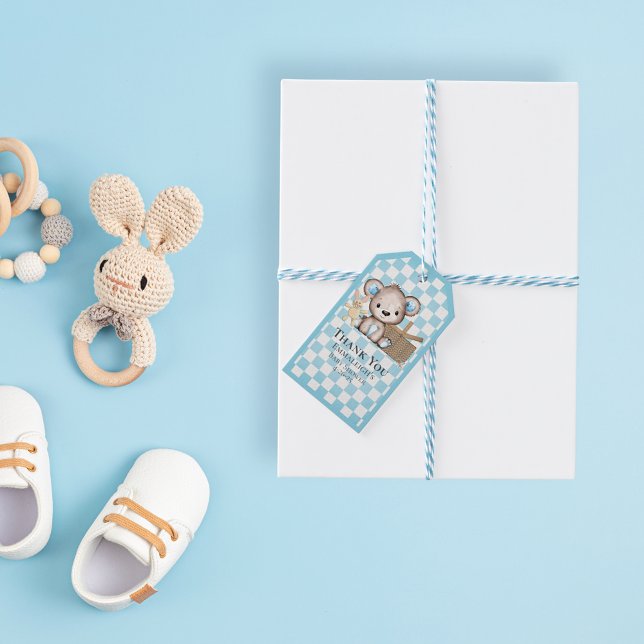 Cute Brown-Nalle Picnic Baby Shower-favoriter Presentetikett (Skapare uppladdad)