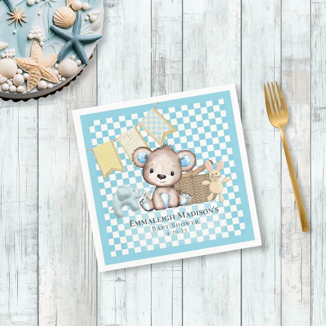 Cute Brown Nalle Picnic Baby Shower Pappersservett (Skapare uppladdad)
