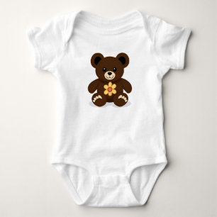 Cute Brown Nalle Tecknad T Shirt