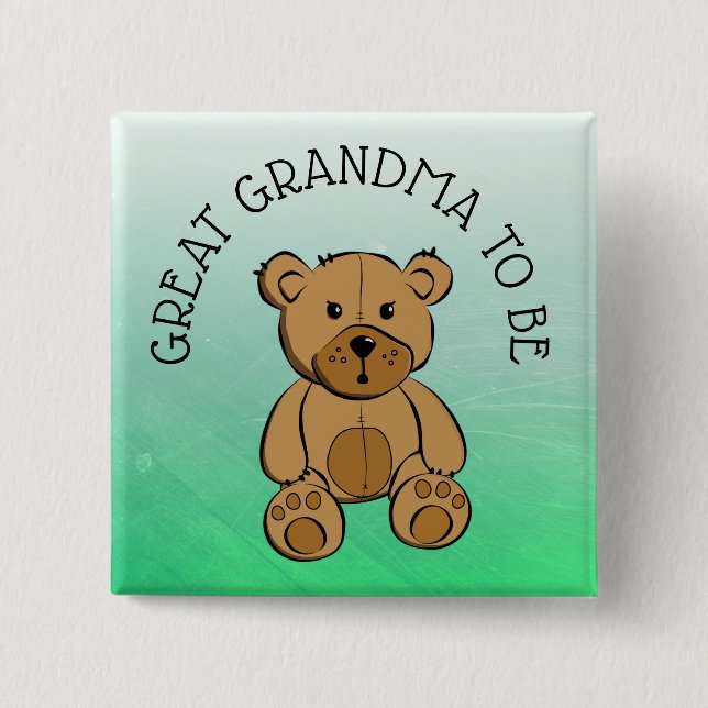 Cute Brown Nalle Underbar GRANDMA som Button Knapp (Framsida)