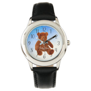 Cute Brown Nalle Watercolor Artwork Watch Armbandsur