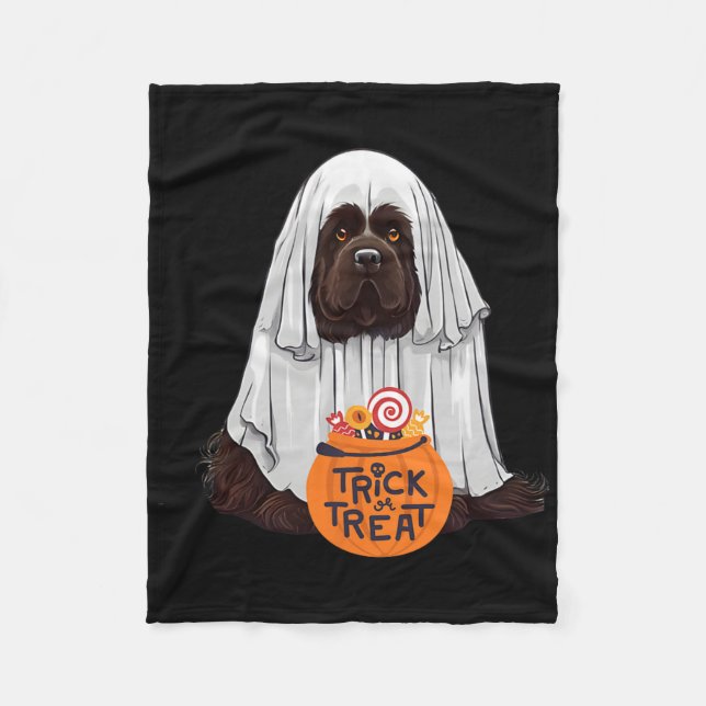 Cute Brown Newfoundland Hund Halloween Fleecefilt (Framsidan)