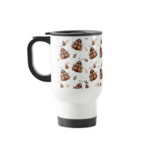 Cute Brown och Beige Ladybug och Flower Mönster