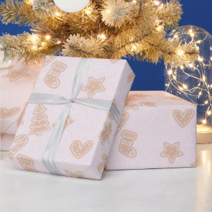 Cute Brown och White Cookie Rosa jul Presentpapper