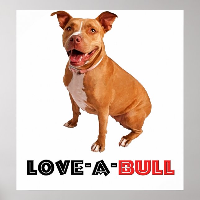 Cute Brown Pittie Kärlek-a-Bull Poster (Framsidan)