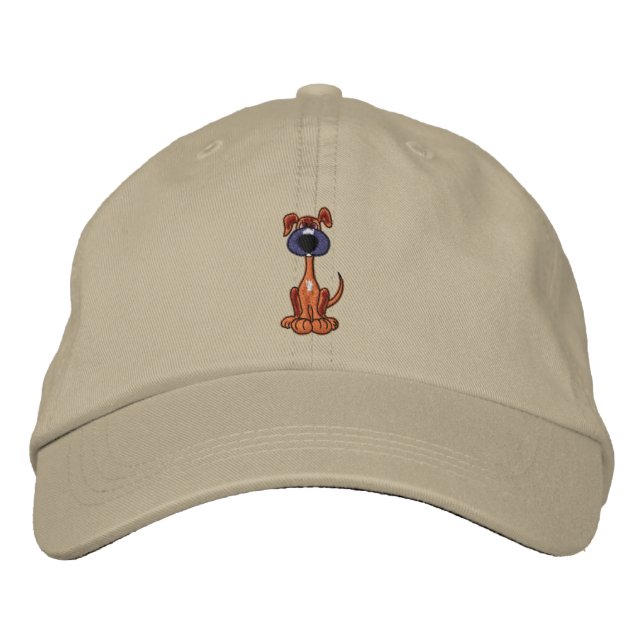 Cute Brown Puppy Hund Embroized Hat Broderad Keps (Framsida)