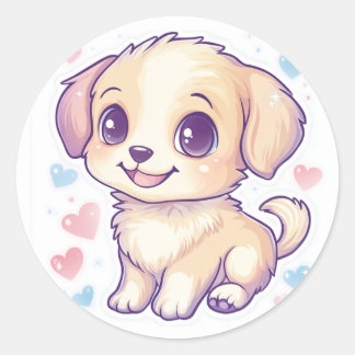 Cute Brown Puppy Hund Sticker Runt Klistermärke