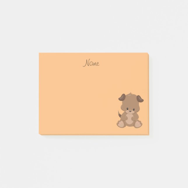 Cute Brown Puppy Post-it Block (Framsida)