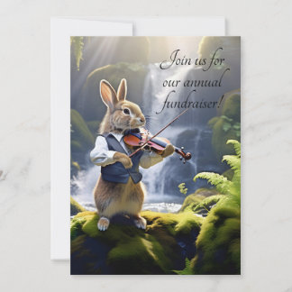 Cute Brown Rabbit som spelar Violin av Waterfall Inbjudningar