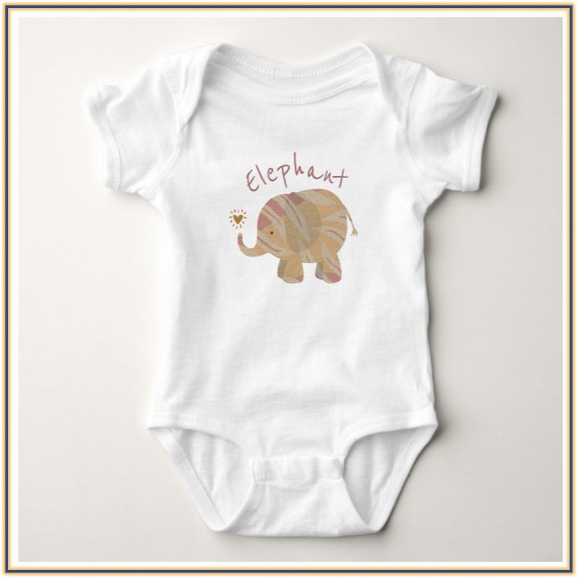 Cute Brown Rosa och Bronze Elephant Baby Bodykosty T Shirt (Skapare uppladdad)