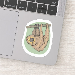 Cute Brown Sloth Hanging upp och ned Illustration Klistermärken