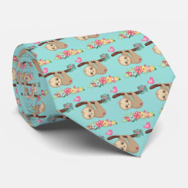 Cute Brown Sloth Hanging upp och ned Mönster Slips