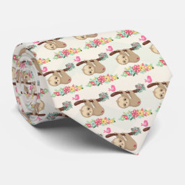 Cute Brown Sloth Hanging upp och ned Mönster Slips