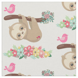 Cute Brown Sloth Hanging upp och ned Mönster Tyg