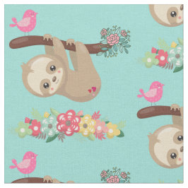 Cute Brown Sloth Hanging upp och ned Mönster Tyg