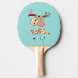 Cute Brown Sloth Hanging upp och ned Pingisracket