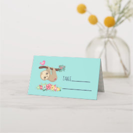 Cute Brown Sloth Hanging upp och ned Placeringskort