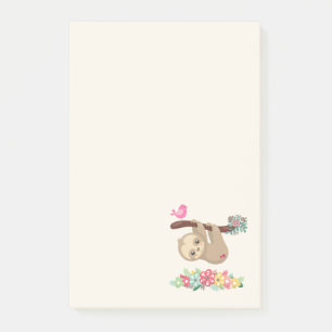 Cute Brown Sloth Hanging upp och ned Post-it Block