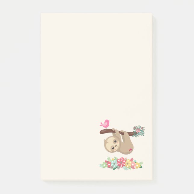 Cute Brown Sloth Hanging upp och ned Post-it Block (Framsida)