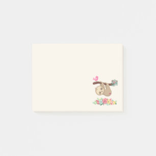 Cute Brown Sloth Hanging upp och ned Post-it Block