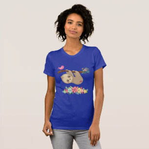 Cute Brown Sloth Hanging upp och ned T Shirt