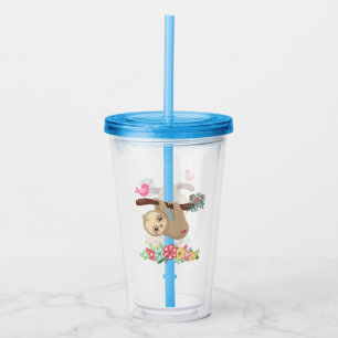 Cute Brown Sloth Hanging upp och ned Take Away Mugg