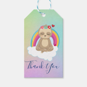Cute Brown Sloth Meditée Peacely Presentetikett