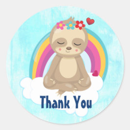 Cute Brown Sloth, Mediton on a Cloud Tack Runt Klistermärke