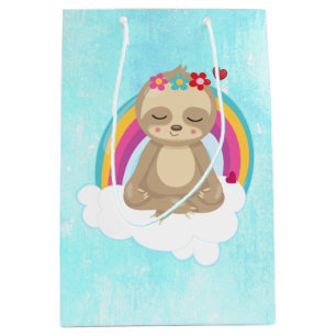 Cute Brown Sloth, Medittion på ett moln