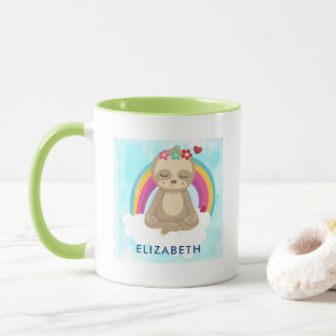 Cute Brown Sloth, Medittion på ett moln Mugg