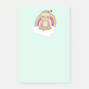 Cute Brown Sloth, Medittion på ett moln Post-it Block