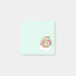 Cute Brown Sloth, Medittion på ett moln Post-it Block