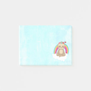 Cute Brown Sloth, Medittion på ett moln Post-it Block