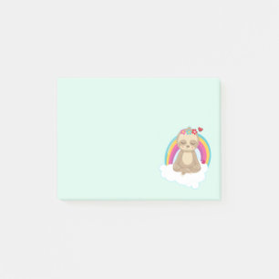 Cute Brown Sloth, Medittion på ett moln Post-it Block