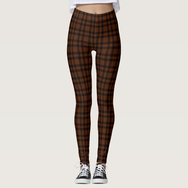 Cute Brown Sugar Gingham Check Play Mönster Leggings (Framsida)