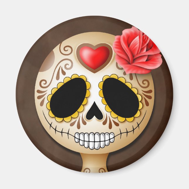 Cute Brown Sugar Skull Magnet (Framsidan)