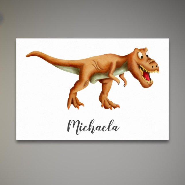 Cute Brown T-Rex Dinosaur med rum för Barn Poster (Skapare uppladdad)