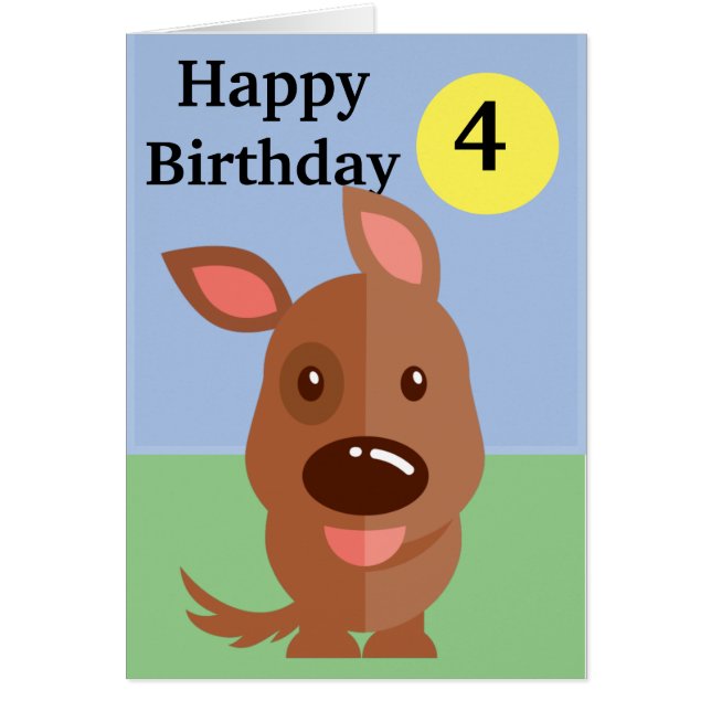 Cute Brown Tecknad hund age Hälsningskort (Framsidan)