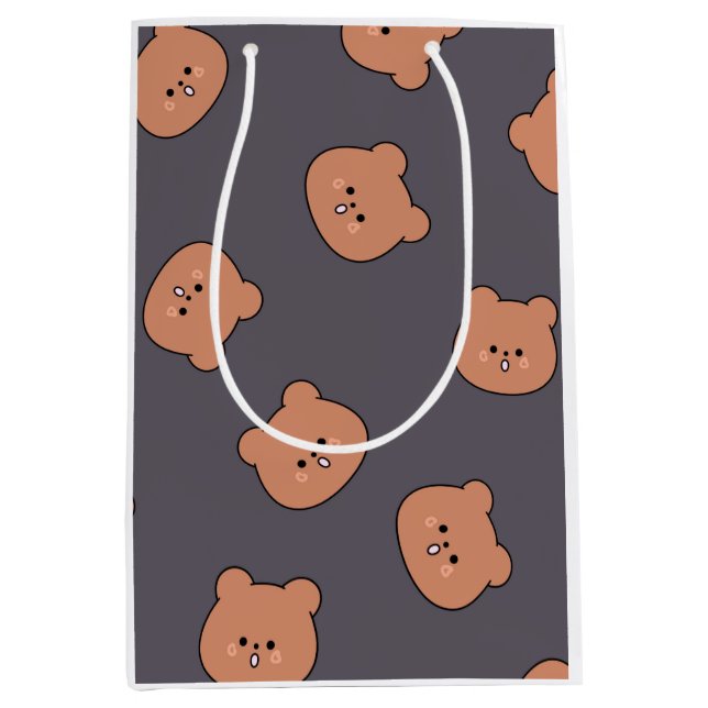 Cute Brown Teddy Bear Face Pattern Dark Blue (Framsidan)