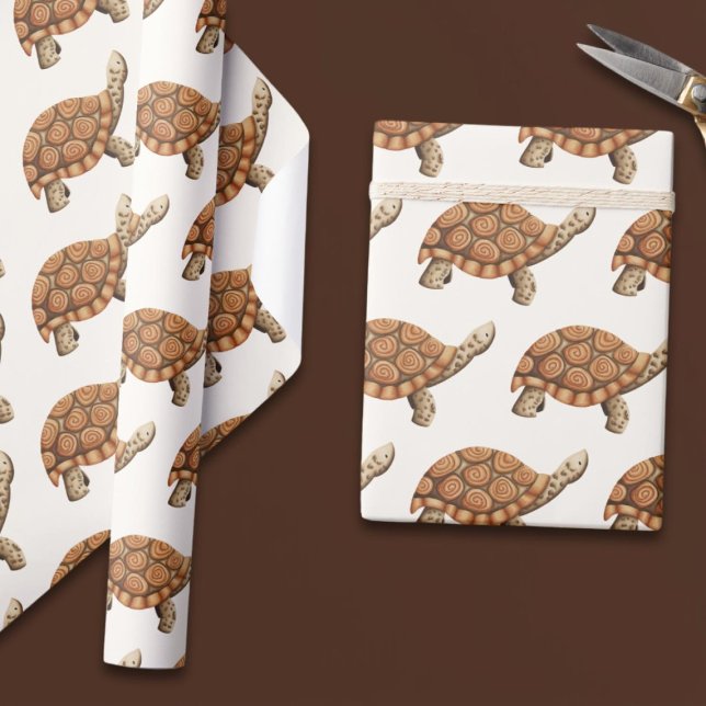 Cute Brown Tortoise Presentpapper (Skapare uppladdad)