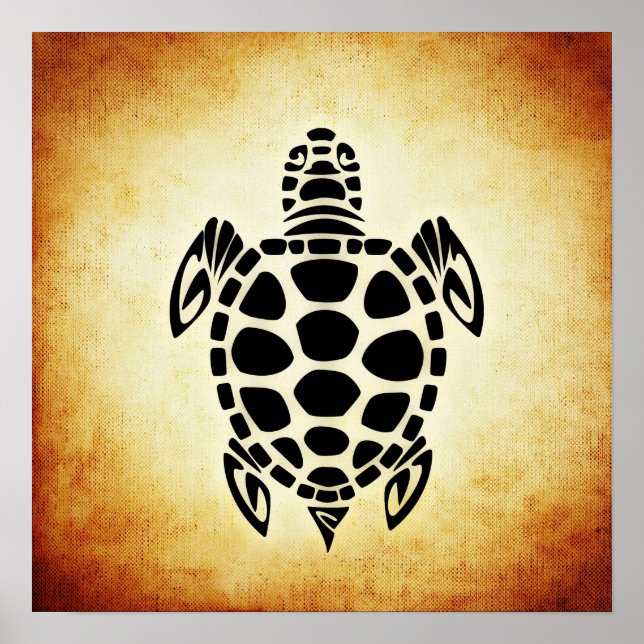Cute Brown Tribal Tortoise Turtle Poster (Framsidan)