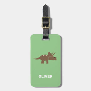 Cute Brown Triceratops Dinosaur För barn Bagagebricka